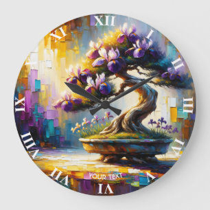 Fantasy Niedlich Lila Mini Tree Große Wanduhr