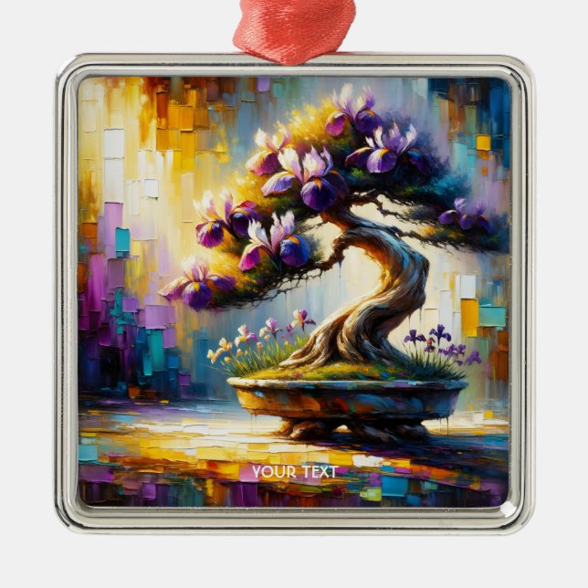 Fantasy Niedlich Lila Mini Tree Ornament Aus Metall (Vorne)