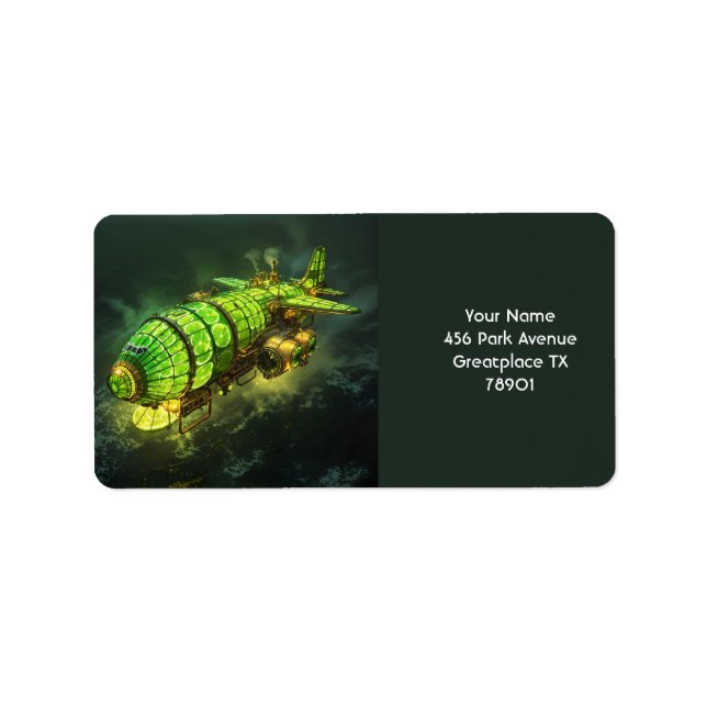 Fantasy Niedlich Limon Steampunk Flugzeug Adressaufkleber (Vorne)