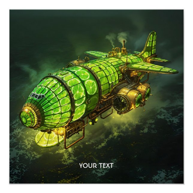 Fantasy Niedlich Limon Steampunk Flugzeug Poster (Vorderseite)