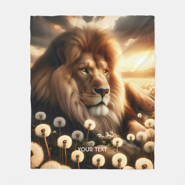 Fantasy Niedlich Lion Blume Sunset Fleecedecke (Vorderseite)