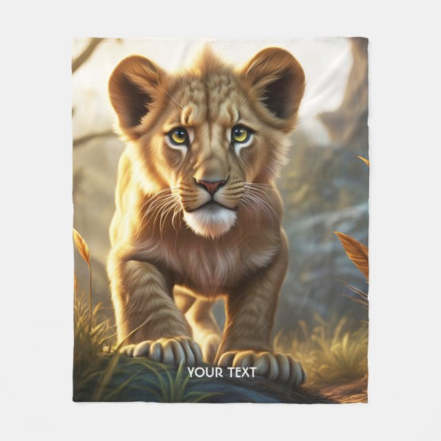 Fantasy Niedlich Lion Cub Forest Fleecedecke (Vorderseite)