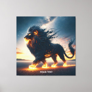 Fantasy Niedlich Lion Wüstenfeuer Leinwanddruck