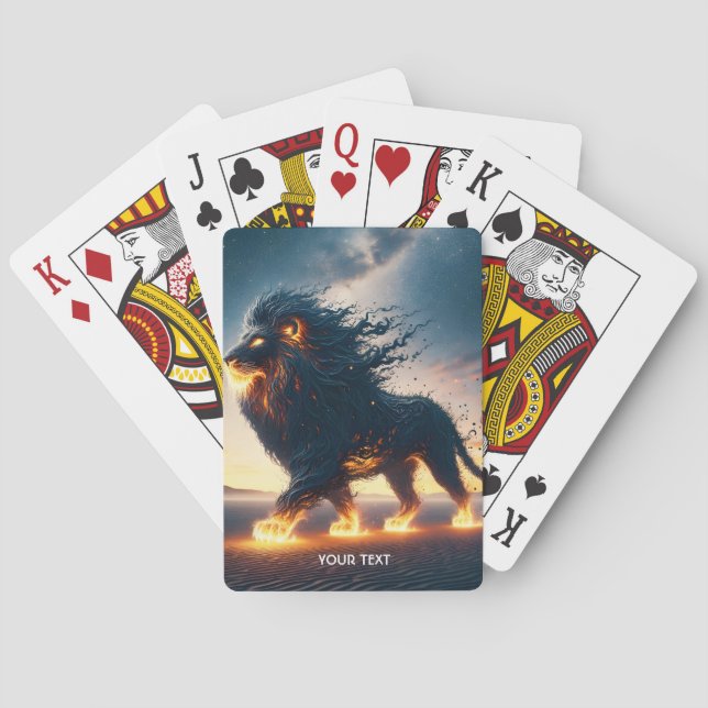 Fantasy Niedlich Lion Wüstenfeuer Spielkarten (Rückseite)