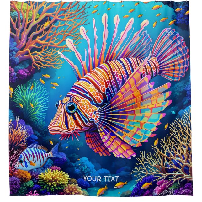 Fantasy Niedlich Lionfish Korallenriff Duschvorhang (Vorderseite)