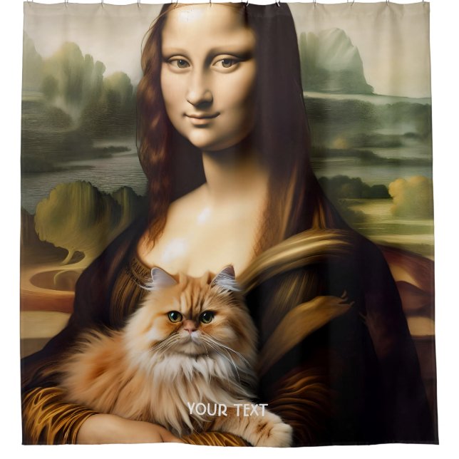Fantasy Niedlich Lisa Holding Cat Duschvorhang (Vorderseite)
