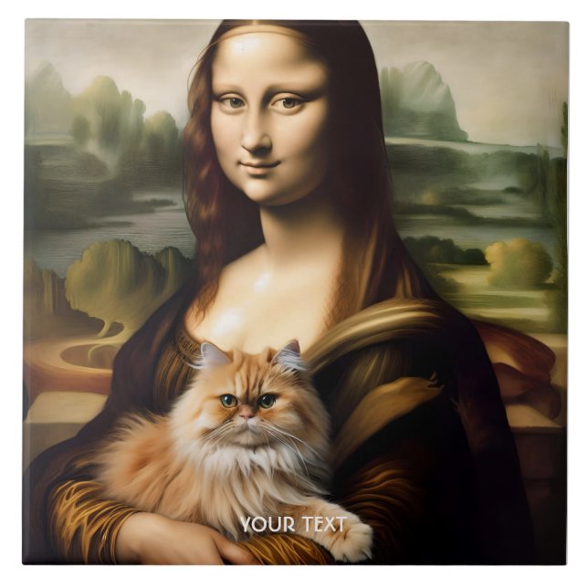 Fantasy Niedlich Lisa Holding Cat Fliese (Vorderseite)