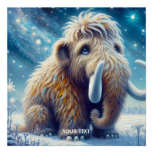 Fantasy Niedlich Little Mammoth Winter Poster