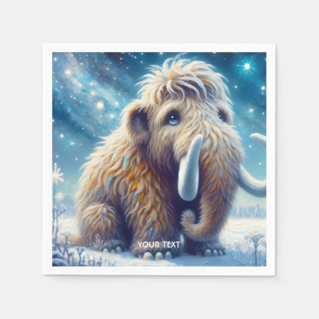 Fantasy Niedlich Little Mammoth Winter Serviette (Vorderseite)