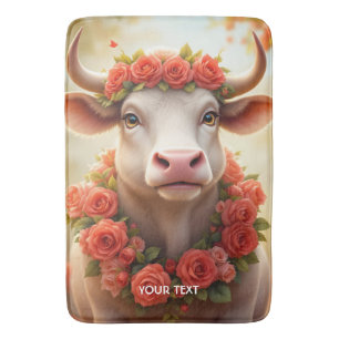 Fantasy Niedlich Love Cow Rose Badematte