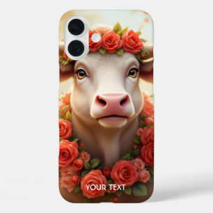 Fantasy Niedlich Love Cow Rose iPhone 16 Plus Hülle