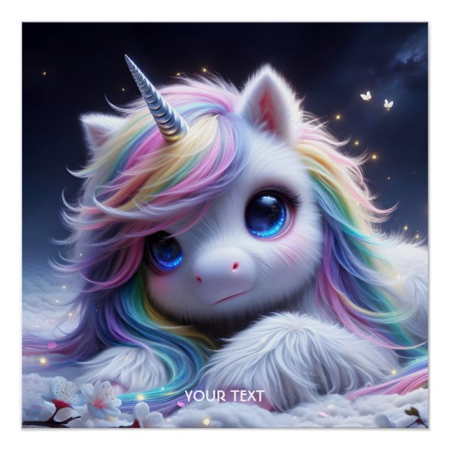 Fantasy Niedlich Lovely Baby Unicorn Poster (Vorderseite)