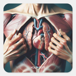 Fantasy Niedlich Lungs Herz-Brust Quadratischer Aufkleber