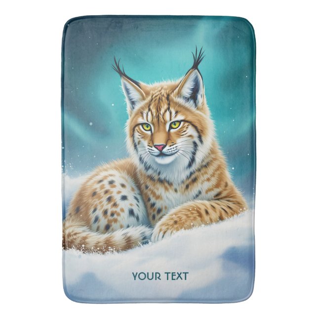 Fantasy Niedlich Lynx Cub Winter Badematte (Vorderseite Vertikal)