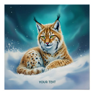 Fantasy Niedlich Lynx Cub Winter Poster