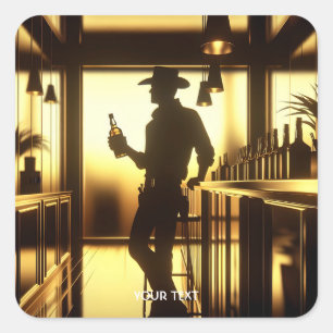 Fantasy Niedlich Man Bar Reflection Quadratischer Aufkleber
