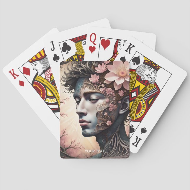 Fantasy Niedlich Man Face Blume Spielkarten (Rückseite)