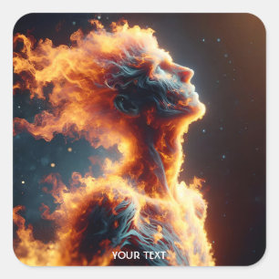 Fantasy Niedlich Man Fire Portrait Quadratischer Aufkleber