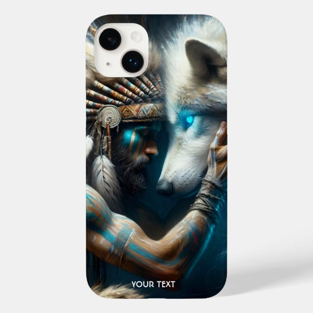Fantasy Niedlich Man Hugging Wolf Case-Mate iPhone Hülle (Rückseite)