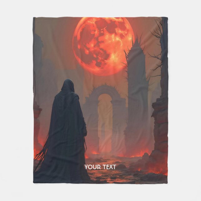 Fantasy Niedlich Man Moon Red Fleecedecke (Vorderseite)