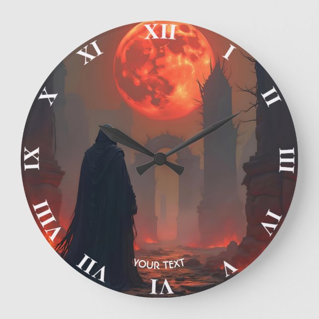 Fantasy Niedlich Man Moon Red Große Wanduhr (Vorderseite)