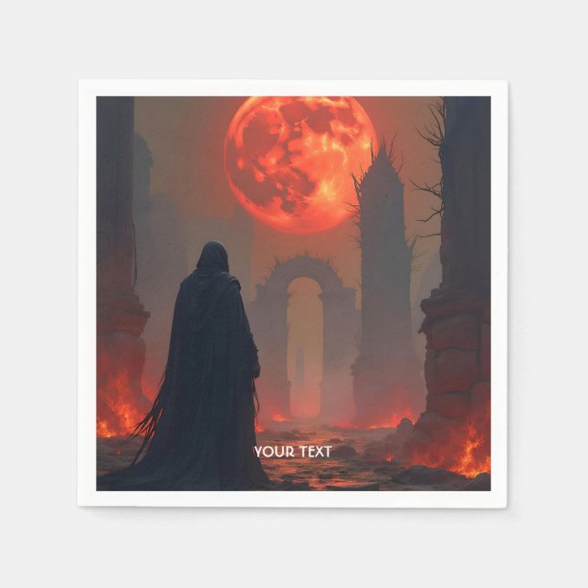 Fantasy Niedlich Man Moon Red Serviette (Vorderseite)