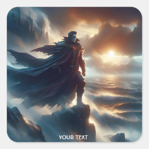 Fantasy Niedlich Man Night Sea Quadratischer Aufkleber