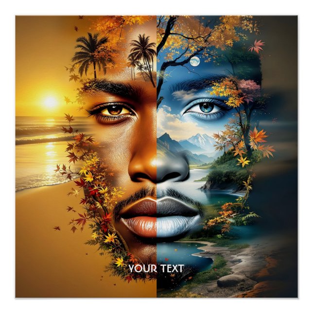 Fantasy Niedlich Man Sea Mountains Poster (Vorderseite)