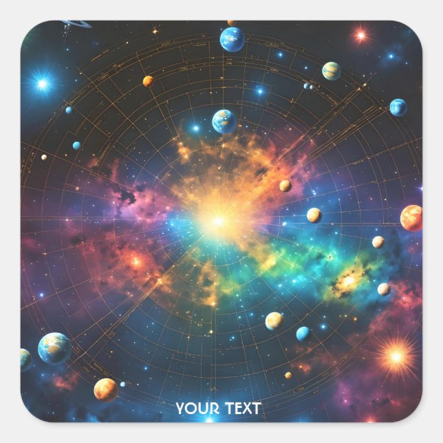 Fantasy Niedlich Map Chart Stars Quadratischer Aufkleber (Vorderseite)