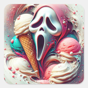 Fantasy Niedlich Mask Ice Schrei Quadratischer Aufkleber