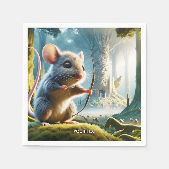 Fantasy Niedlich Mice Bow Forest Serviette (Vorderseite)