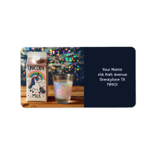 Fantasy Niedlich Milk Unicorn Regenbogen Adressaufkleber