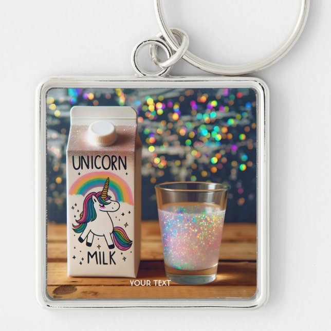 Fantasy Niedlich Milk Unicorn Regenbogen Schlüsselanhänger (Vorne)