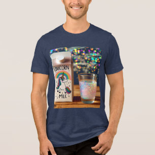 Fantasy Niedlich Milk Unicorn Regenbogen Tri-Blend Shirt