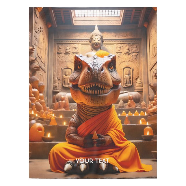 Fantasy Niedlich Mönch T-Rex Meditation Tischdecke (Vorderseite)