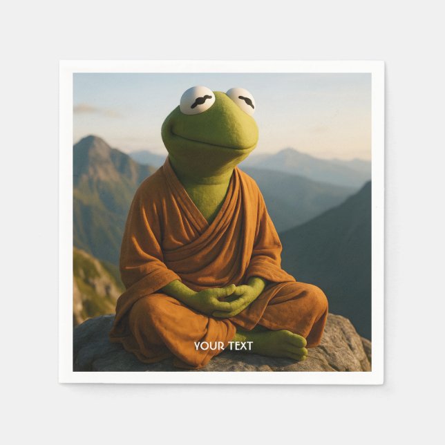Fantasy Niedlich Monk Frog Mountains Serviette (Vorderseite)