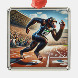 Fantasy Niedlich Monkey Athlete Running Ornament Aus Metall