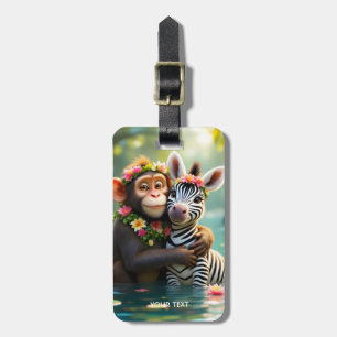 Fantasy Niedlich Monkey Zebra Hug Gepäckanhänger