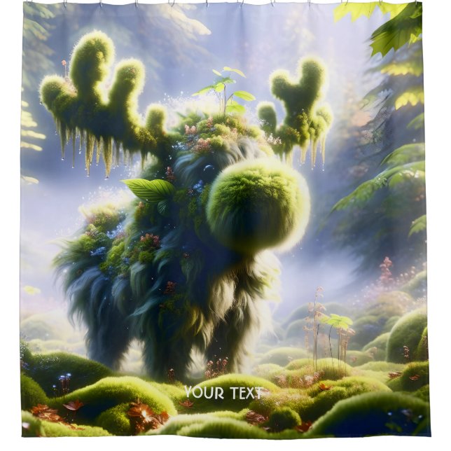 Fantasy Niedlich Moss Moose Forest Duschvorhang (Vorderseite)