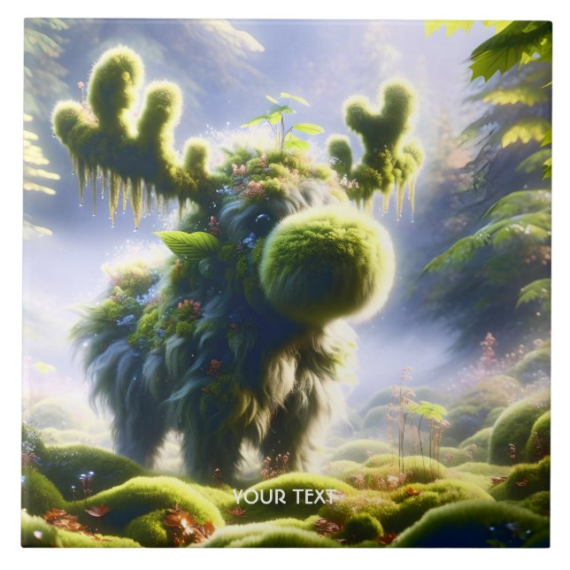 Fantasy Niedlich Moss Moose Forest Fliese (Vorderseite)