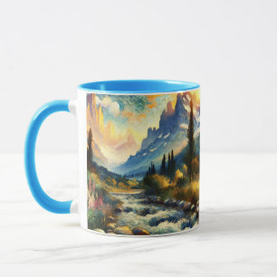 Fantasy Niedlich Mountains Landschaft Sonnenunterg Tasse