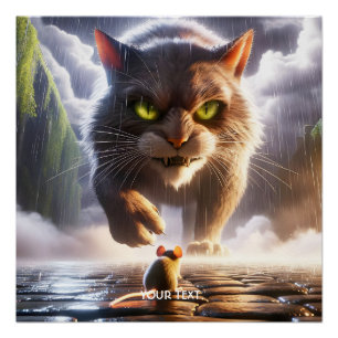 Fantasy Niedlich Mouse and Cat Poster