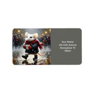 Fantasy Niedlich Mouse Kaffee Coffee Adressaufkleber