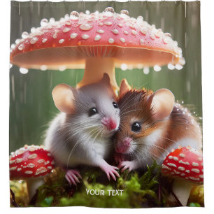 Fantasy Niedlich Mouse Mushroom Rain Duschvorhang
