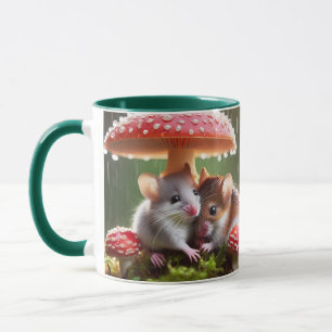Fantasy Niedlich Mouse Mushroom Rain Tasse