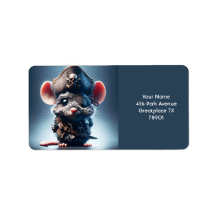 Fantasy Niedlich Mouse Pirate Hat Adressaufkleber