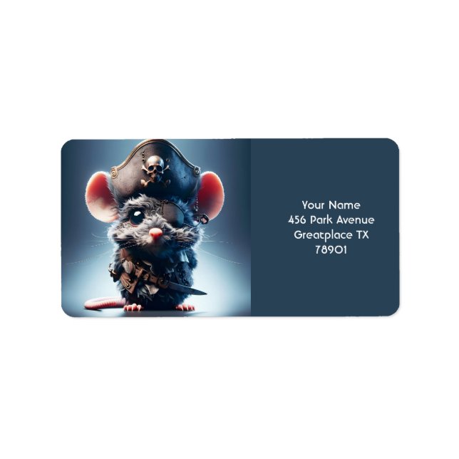 Fantasy Niedlich Mouse Pirate Hat Adressaufkleber (Vorne)