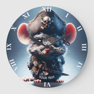 Fantasy Niedlich Mouse Pirate Hat Große Wanduhr