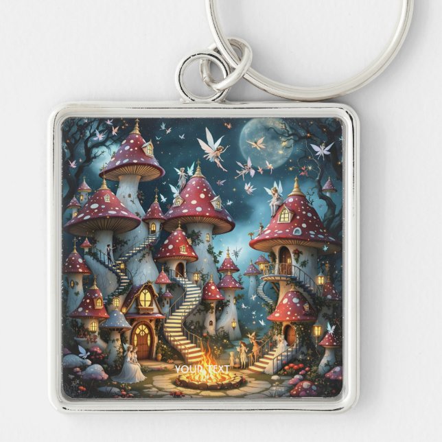 Fantasy Niedlich Mushroom Forest Realm Schlüsselanhänger (Vorne)
