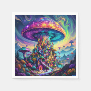 Fantasy Niedlich Mushroom Rainbow Skies Serviette